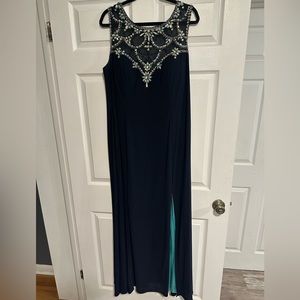 Betsy & Adam formal navy blue dress with beading - size 20W